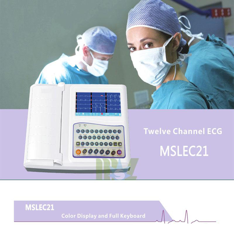 Página de color del electrocardiógrafo de 12 derivaciones MSLEC21