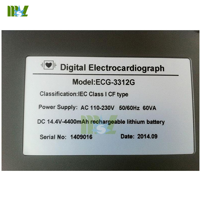 Portable 12-lead ECG recorders MSLEC22 nameplate